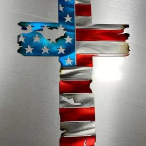 Metal Patriotic Cross, (10.6x13.7 inches)